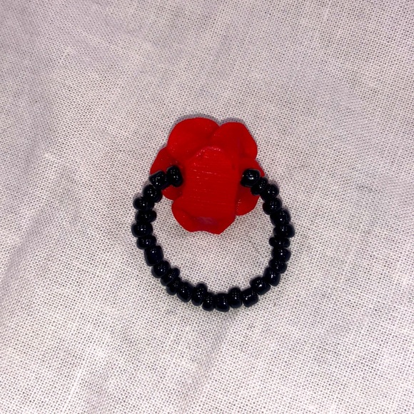 2 for $30 Elastic Beaded Rose Ring - Picture 2 of 3